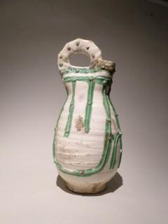 White-Glazed Flask with Green Decoration