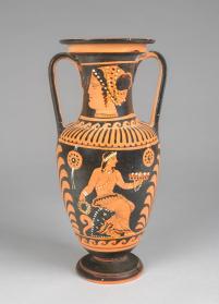 Amphora (jar) with a woman and Dionysos