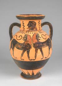 Amphora (jar) with lions and roosters